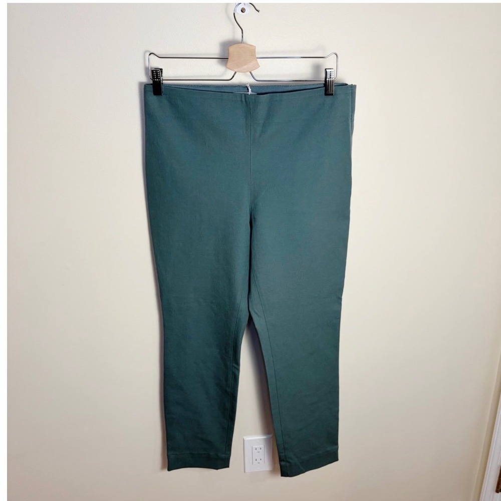 COS Pants Women 12 Sage Green Slim Fit Ankle Zip Side Zip Cotton Blend Trousers - Picture 2 of 8